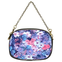 Spring Flowers Blue Chain Purse (one Side)