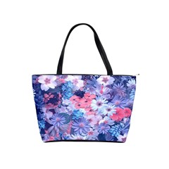 Spring Flowers Blue Large Shoulder Bag