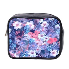 Spring Flowers Blue Mini Travel Toiletry Bag (two Sides)