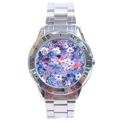 Spring Flowers Blue Stainless Steel Watch