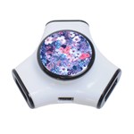 Spring Flowers Blue 3 Port USB Hub Front