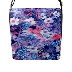 Spring Flowers Blue Flap Closure Messenger Bag (large)