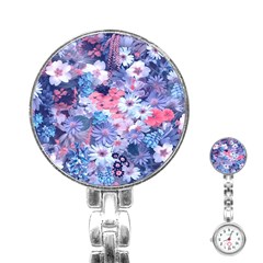 Spring Flowers Blue Stainless Steel Nurses Watch by ImpressiveMoments