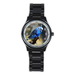 Blue Budgie Sport Metal Watch (black) by WonderfulDreamPicture