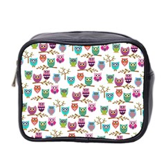 Happy Owls Mini Travel Toiletry Bag (two Sides)