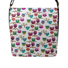 Happy Owls Flap Closure Messenger Bag (large) by Ancello