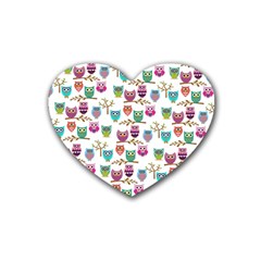 Happy Owls Drink Coasters 4 Pack (heart) 