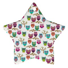 Happy Owls Star Ornament (two Sides) by Ancello