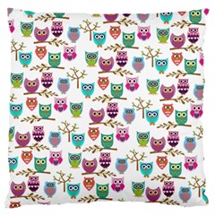 Happy Owls Large Cushion Case (two Sided) 