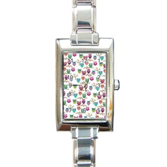 Happy Owls Rectangular Italian Charm Watch by Ancello