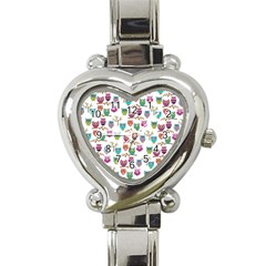 Happy Owls Heart Italian Charm Watch  by Ancello