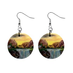 Brentons Waterfall - Ave Hurley - Artrave - Mini Button Earrings by ArtRave2