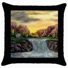 Brentons Waterfall - Ave Hurley - Artrave - Black Throw Pillow Case