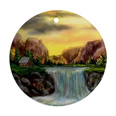 Brentons Waterfall - Ave Hurley - Artrave - Round Ornament (two Sides) by ArtRave2