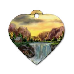 Brentons Waterfall - Ave Hurley - Artrave - Dog Tag Heart (one Sided)  by ArtRave2