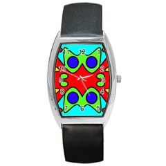 Abstract Tonneau Leather Watch