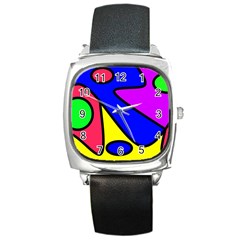 Abstract Square Leather Watch by Siebenhuehner