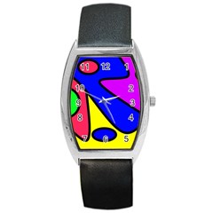 Abstract Tonneau Leather Watch by Siebenhuehner