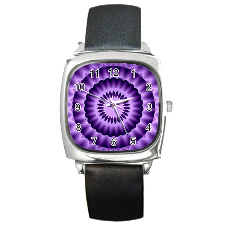 Mandala Square Leather Watch