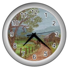  amish Buggy Going Home  By Ave Hurley Of Artrevu   Wall Clock (silver)