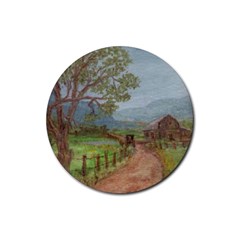  amish Buggy Going Home  By Ave Hurley Of Artrevu   Rubber Coaster (round) by ArtRave2