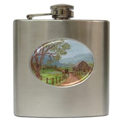  amish Buggy Going Home  By Ave Hurley Of Artrevu   Hip Flask (6 Oz)