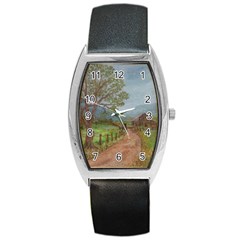  amish Buggy Going Home  By Ave Hurley Of Artrevu   Barrel Style Metal Watch