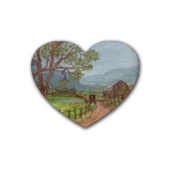  amish Buggy Going Home  By Ave Hurley Of Artrevu   Rubber Heart Coaster (4 Pack)