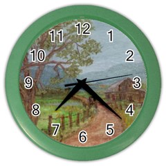  amish Buggy Going Home  By Ave Hurley Of Artrevu   Color Wall Clock