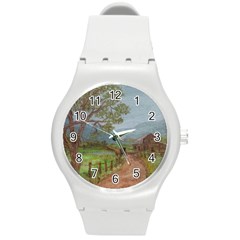  amish Buggy Going Home  By Ave Hurley Of Artrevu   Round Plastic Sport Watch (m) by ArtRave2