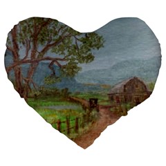  amish Buggy Going Home  By Ave Hurley Of Artrevu   Large 19  Premium Heart Shape Cushion by ArtRave2