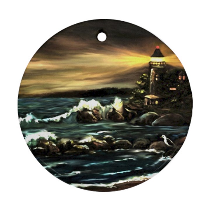  Bridget s Lighthouse   by Ave Hurley of ArtRevu ~ Ornament (Round)