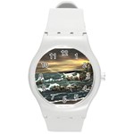  Bridget s Lighthouse   by Ave Hurley of ArtRevu ~ Round Plastic Sport Watch (M) Front