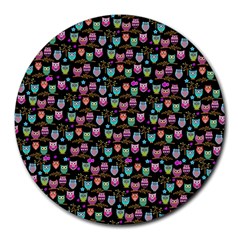 Happy Owls 8  Mouse Pad (round)