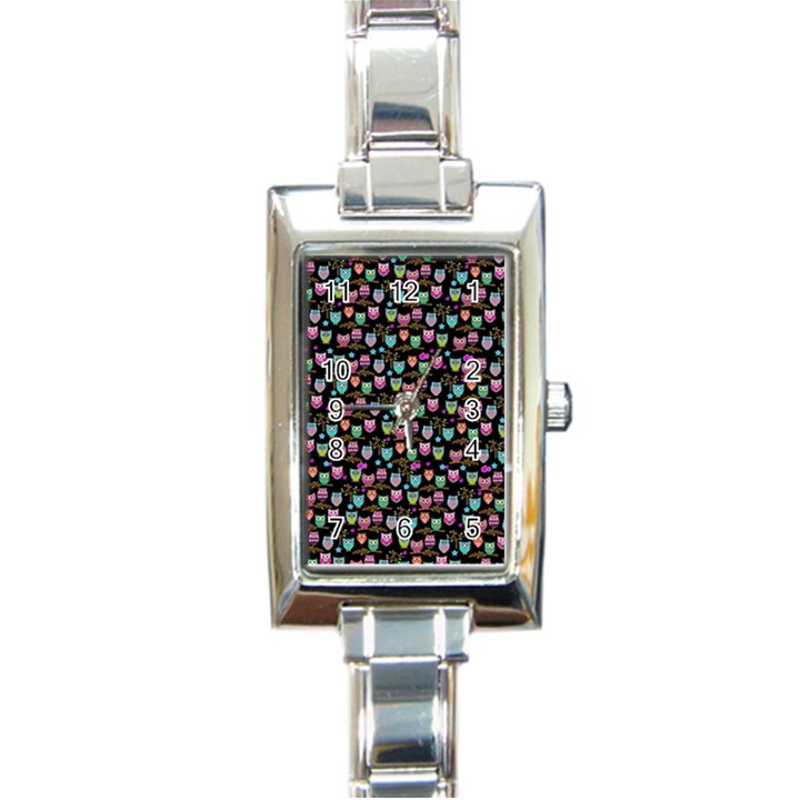 Happy Owls Rectangular Italian Charm Watch