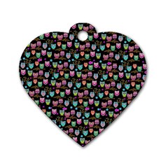 Happy Owls Dog Tag Heart (one Sided)  by Ancello