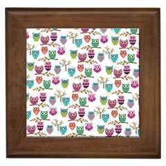 Happy Owls Framed Ceramic Tile