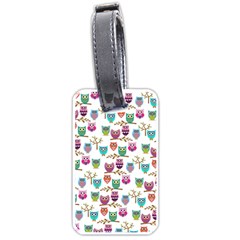 Happy Owls Luggage Tag (one Side) by Ancello