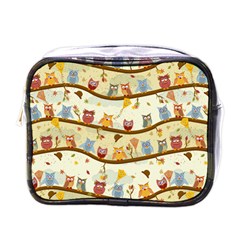 Autumn Owls Mini Travel Toiletry Bag (one Side)