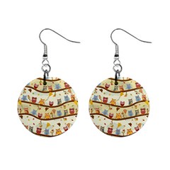 Autumn Owls Mini Button Earrings