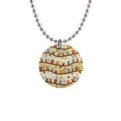 Autumn Owls Button Necklace by Ancello