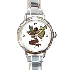 Faerie Nymph Fairy With Outreaching Hands Round Italian Charm Watch by goldenjackal