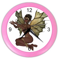 Faerie Nymph Fairy With Outreaching Hands Wall Clock (color) by goldenjackal