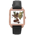 Faerie Nymph Fairy with outreaching hands Rose Gold Leather Watch  Front