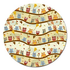 Autumn Owls Magnet 5  (round)