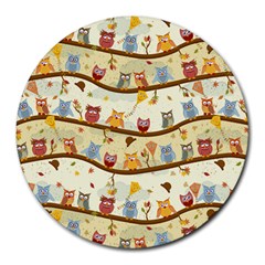 Autumn Owls 8  Mouse Pad (round)