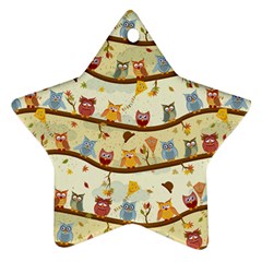 Autumn Owls Star Ornament (two Sides) by Ancello