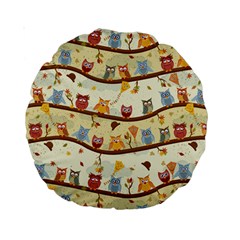 Autumn Owls 15  Premium Round Cushion  by Ancello