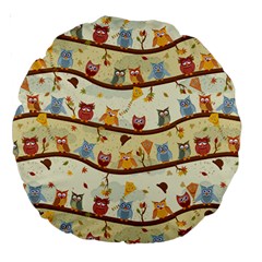 Autumn Owls 18  Premium Round Cushion 