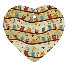 Autumn Owls Heart Ornament by Ancello